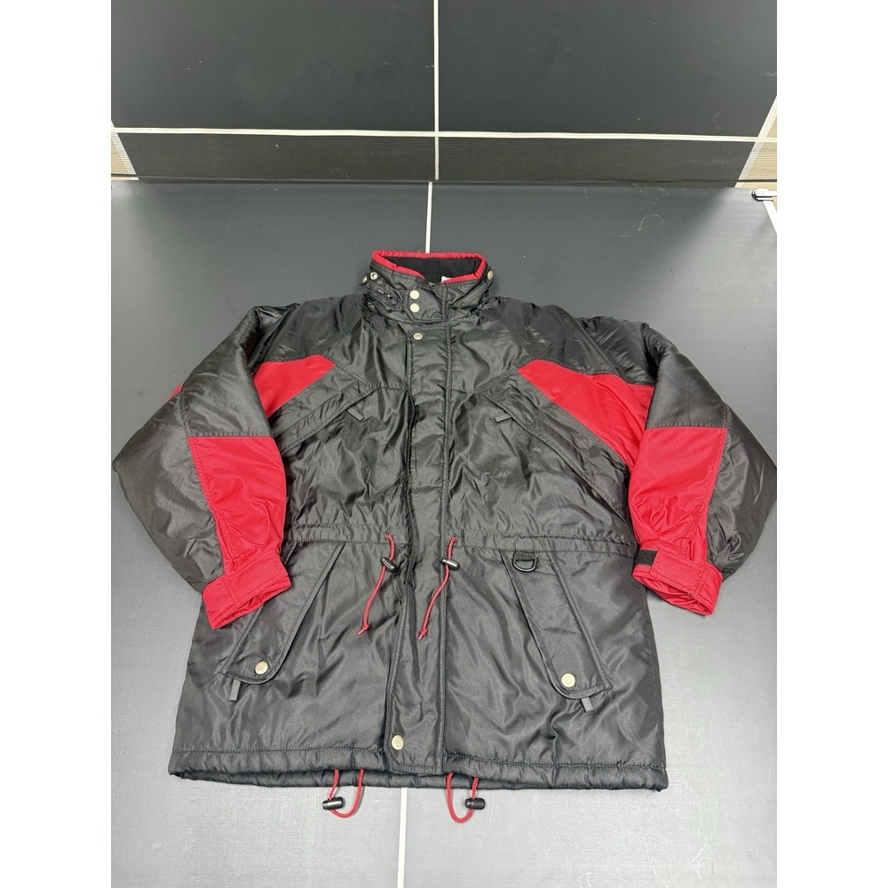 Marlboro Unlimited Gear Ski Jacket  Mens Size M. Black Red Colorblock 90s.